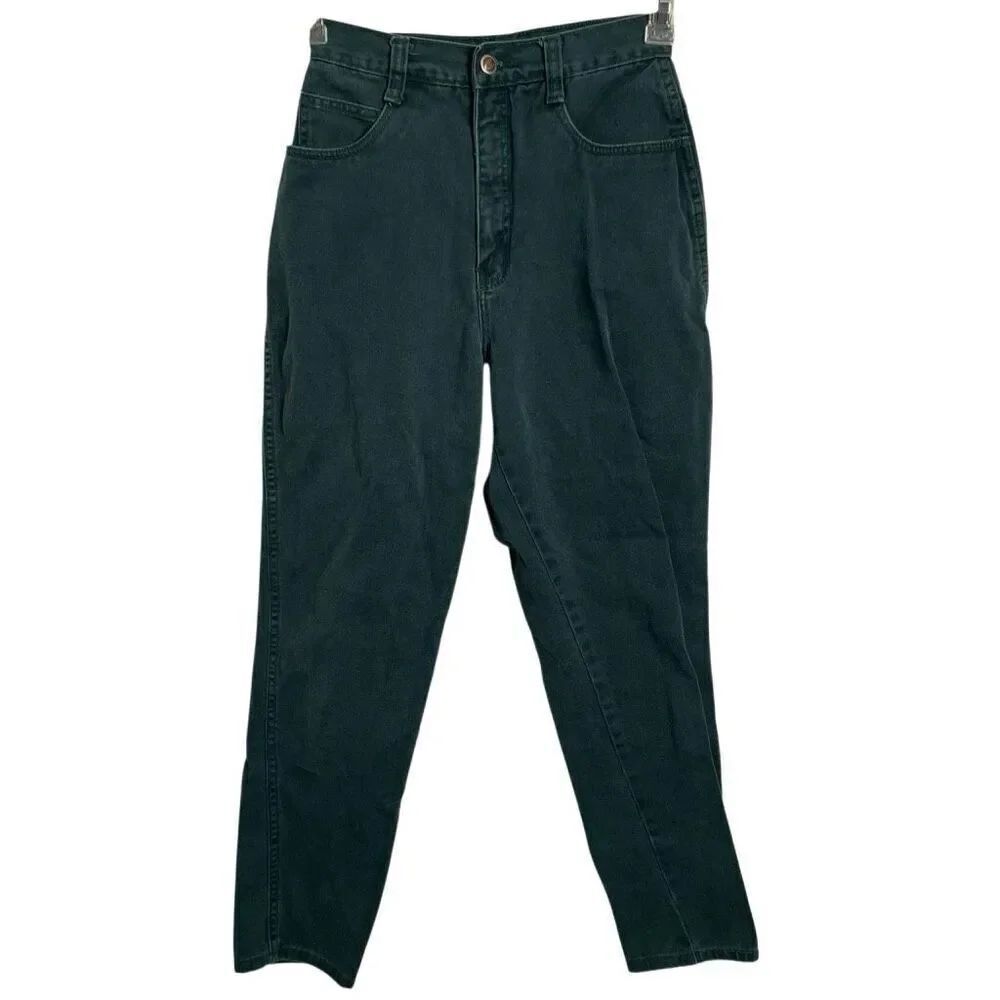 Vtg Bill Blass Womens Mom Jeans 8 High Waist Faded Hunter Green Flat Front